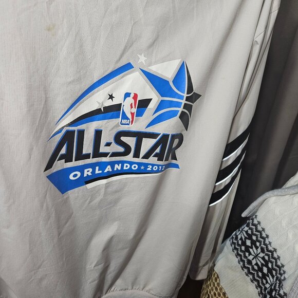 Adidas Beige/Black Hooded Jacket ORL 12 Logo Zip-Up Size M - Picture 8 of 9